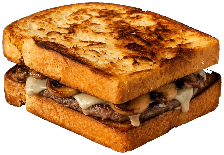 Swiss Mushroom Toast Burger